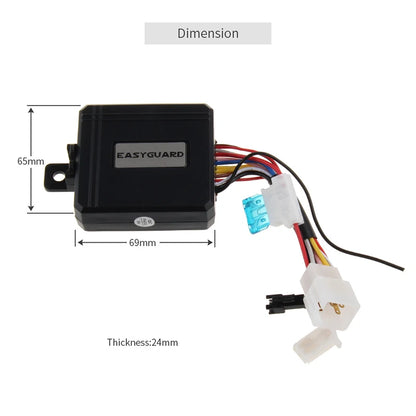 EASYGUARD 2 Way Motorcycle Alarm Kit Remote Engine Start Shock Sensor Motion Sensor Emergency Disarm LCD Display Anti Hijacking