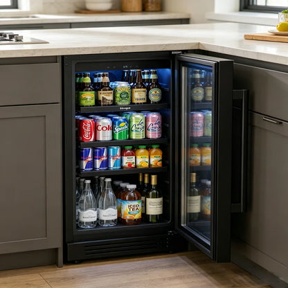 Embedded with Built-in Beverage Refrigerator Cooler 60 Cans with Glass Door for Soda Beer Wine