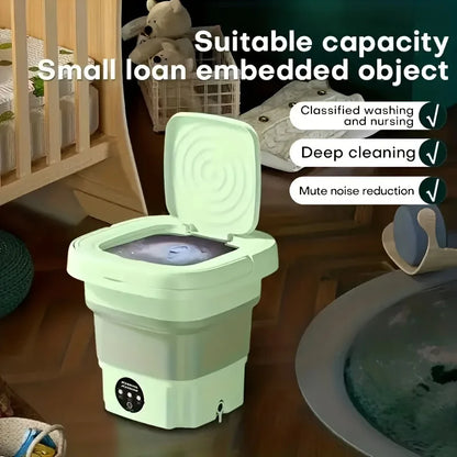 1 portable mini washing machine - 8-liter capacity, 3 deep cleaning modes, suitable for underwear, apartments, camping