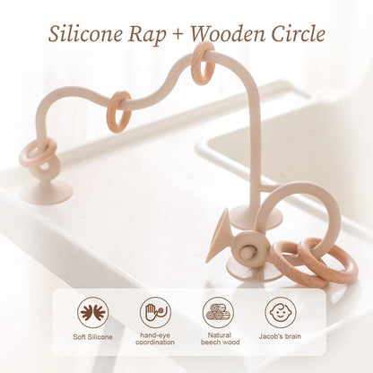 Silicone Educational Toys Infant Montessori Toy Teething Track Maze Baby Toy Wooden Roller Coaster Bead Baby Accessory Teether