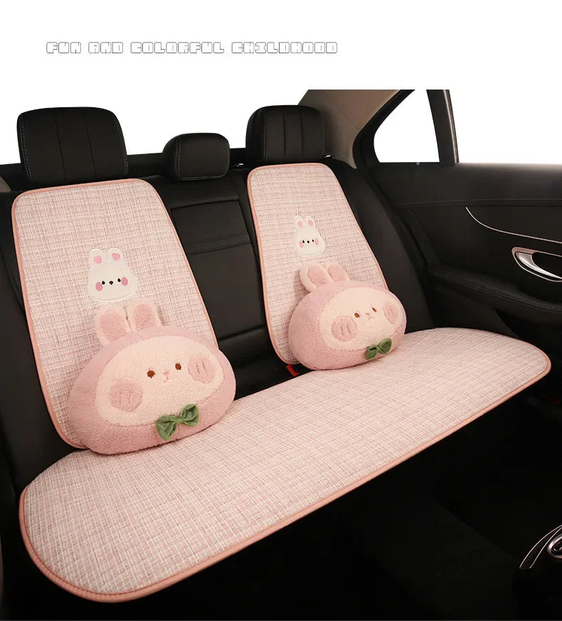 Bear Plush Seat Cushion Cover Universal Skin-Friendly Cute Soft Car Pillow Case Autumn Winter Decorative Seat Accessories