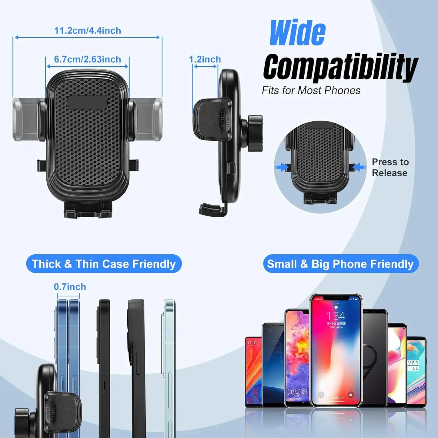 Car Phone Holder, Cup Holder Phone Mount With Memory Function 360°Rotation iPhone Car Phone Mount With Adjustable Long Neck