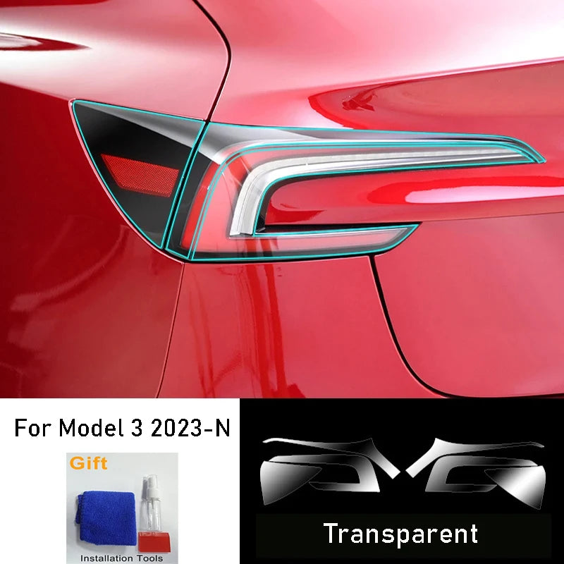 For Tesla Model 3+ Highland 2024 Car Lamp Blackening Protective Film High Light Transmittance High Quality TPU Cool Anti-scratch
