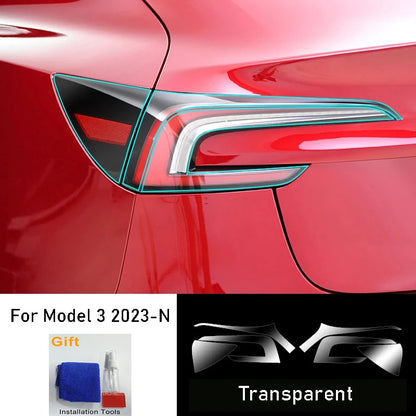 For Tesla Model 3+ Highland 2024 Car Lamp Blackening Protective Film High Light Transmittance High Quality TPU Cool Anti-scratch