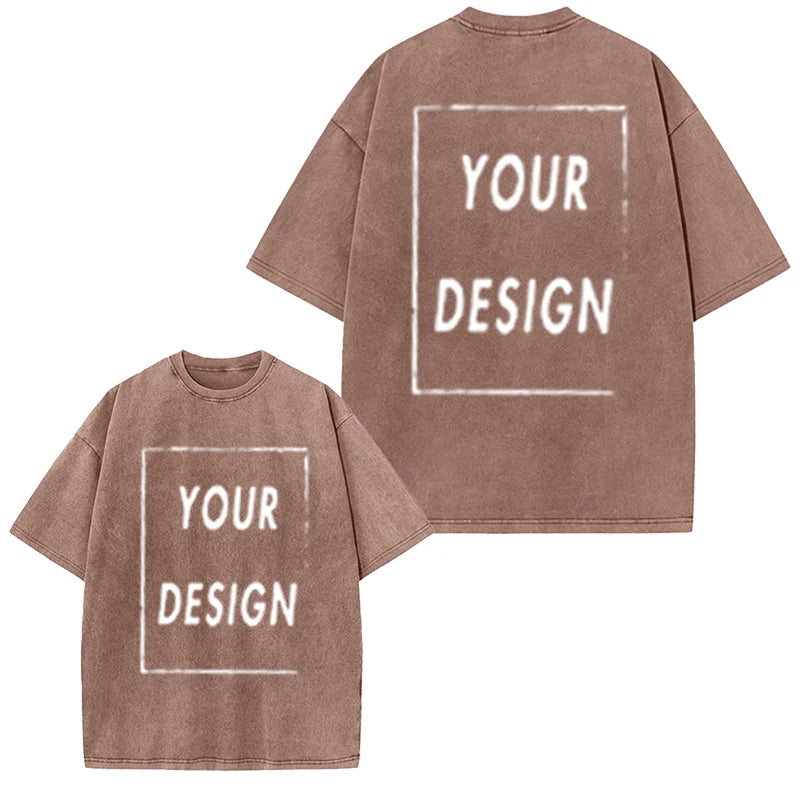 Men's and Women's Cotton Washed T-Shirt Custom Printed T-Shirt 230G Top DIY Your Favorite Pattern or Logo Fashionable Custom Top
