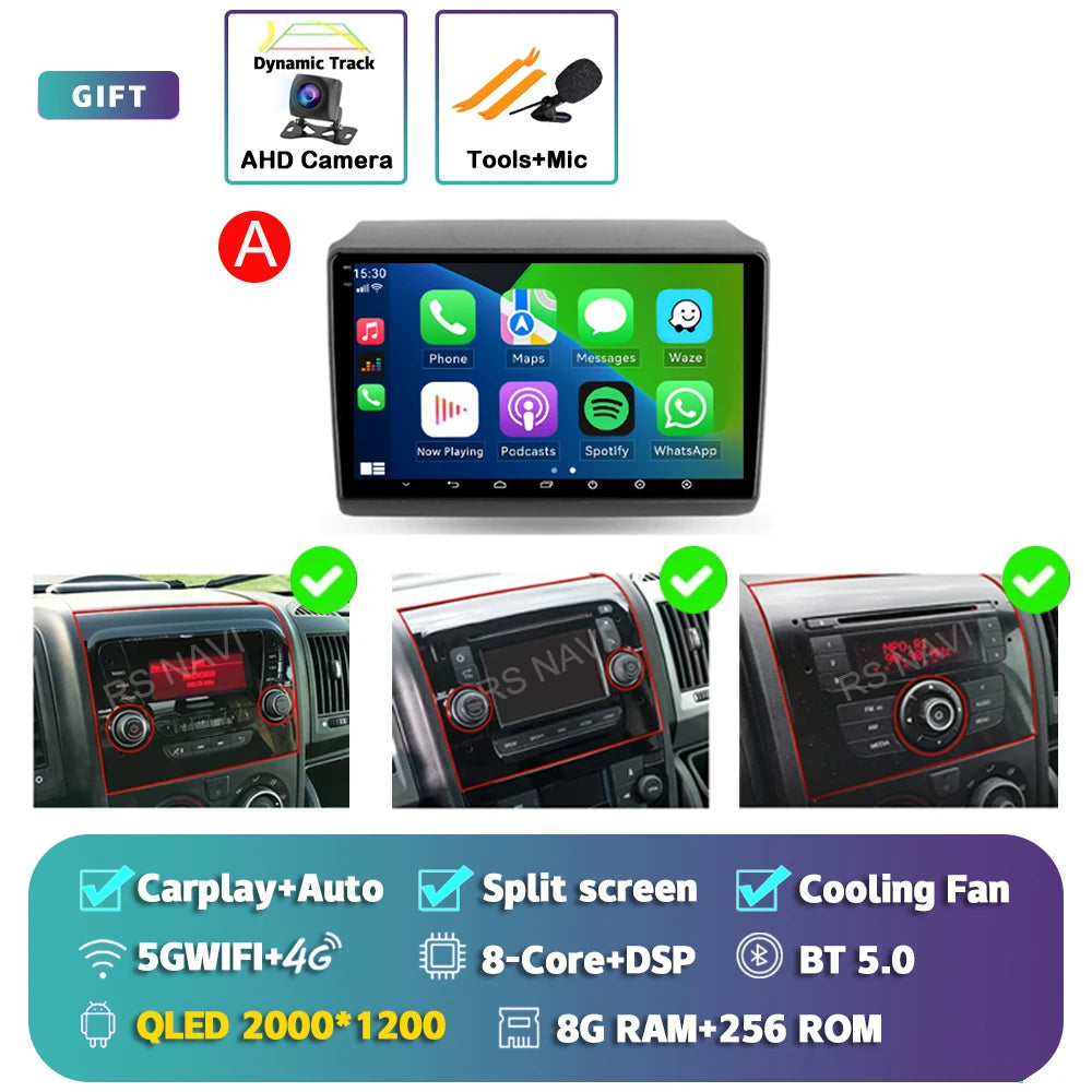 Android 15 For Fiat Ducato Peugeot Boxer Citroen Jumper 2006-2022 2K QLED Android Car Radio Multimedia stereo Player GPS CarPlay