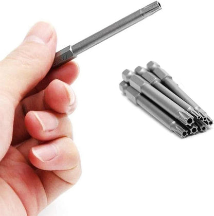 11PCS Torx Head Screwdriver Bit Set Magnetic 1/4" Hex Shank S2 Steel 3 Inch Long Drill Bits Security Torx Bits T6-T40 50/100mm