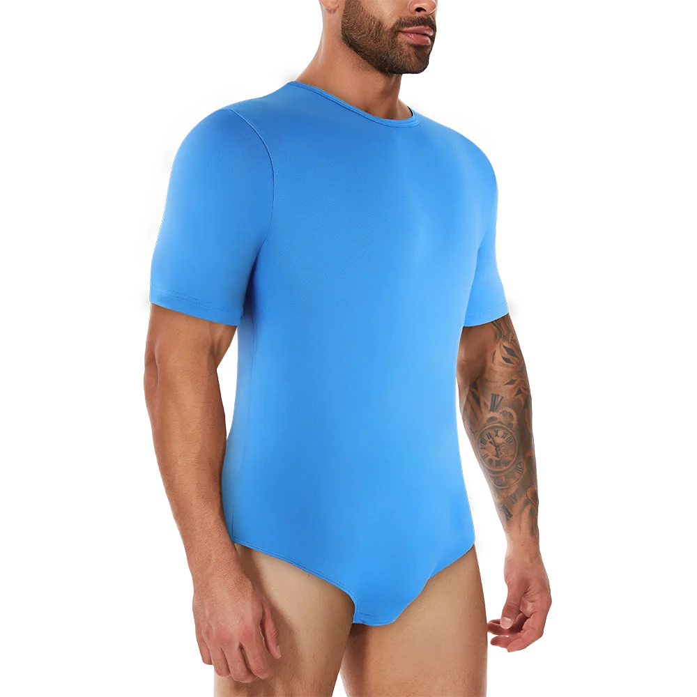 Men's Full Body Shaper Short Sleeve Top Tummy Control Briefs Bodysuit Butt Lifter Male Base Layer Pajamas Shaping Underwear New