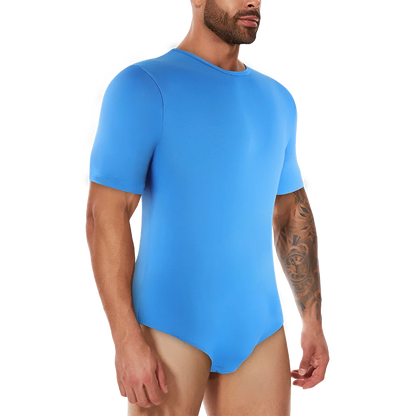 Men's Full Body Shaper Short Sleeve Top Tummy Control Briefs Bodysuit Butt Lifter Male Base Layer Pajamas Shaping Underwear New