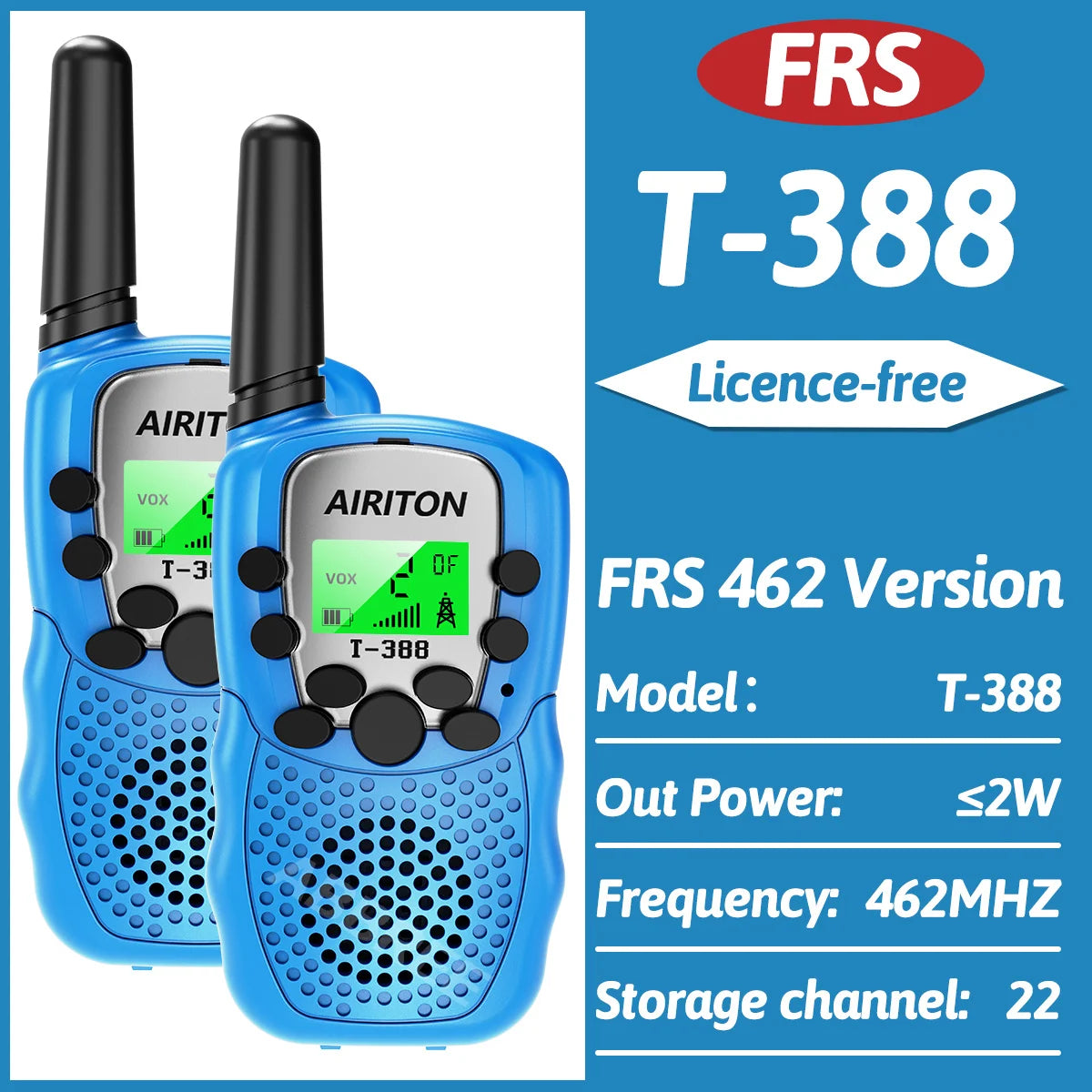2PCS AIRITON T388 Mini Walkie Talkie Children Toy Gift Kids FRS PMR Long Range VOX Handheld Two Way Radio For Boys Girls