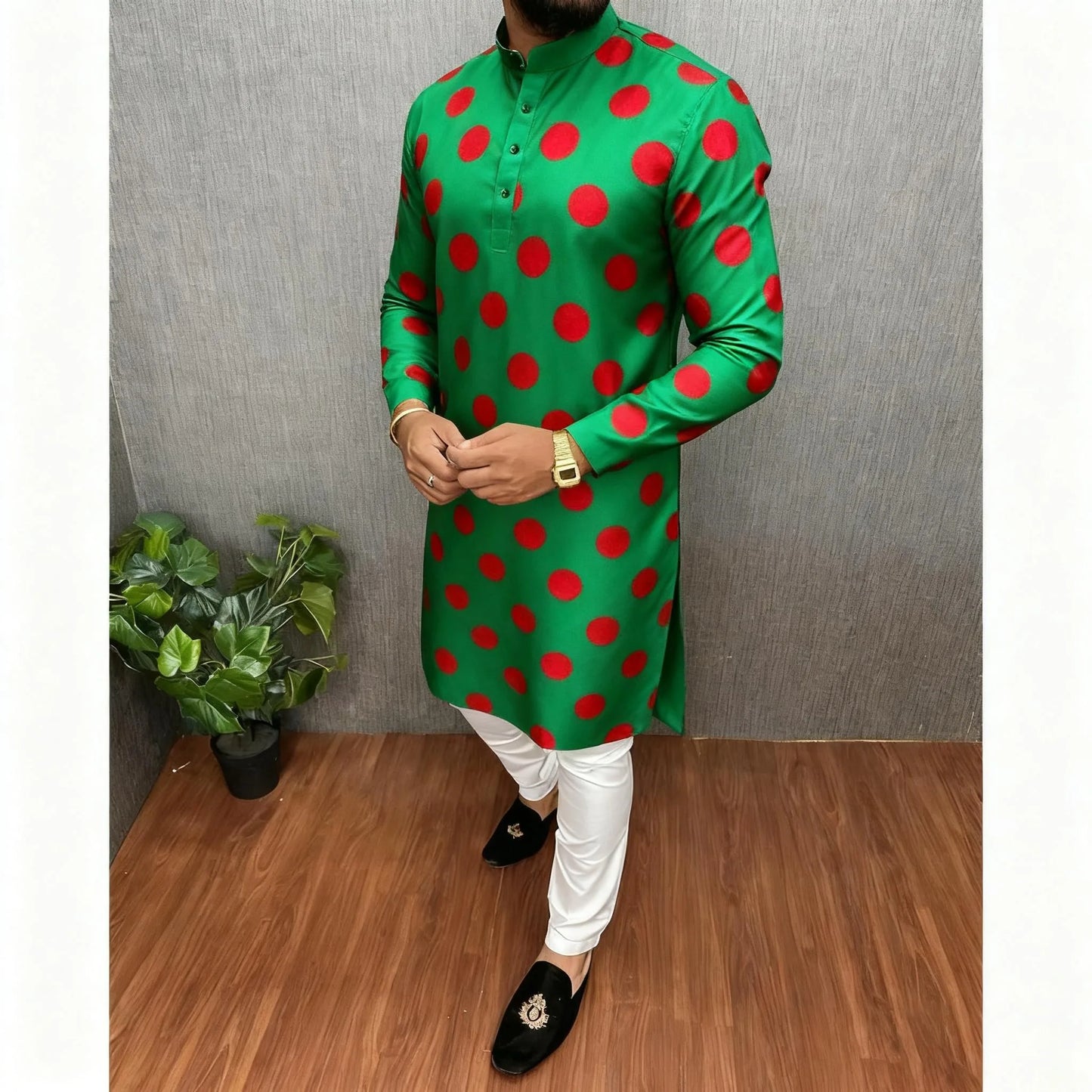 Kurta Vardha Regular Fit Mandarin Collar Long Suitable National Style Such Wedding Hari Raya Aidilfitri Muslim Herren Arabe