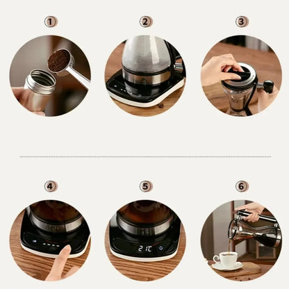 An easy-to-use coffee siphon maker with a heat-resistant glass drip filter and vacuum filter tea & coffee maker set.