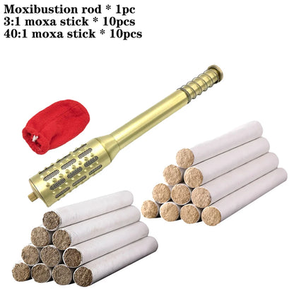 Brass Moxibustion Rod Handhold Moxa Stick Burner Rotable Beauty Firming Massager Warm Body Acupuncture Meridian Massage Lose Fat