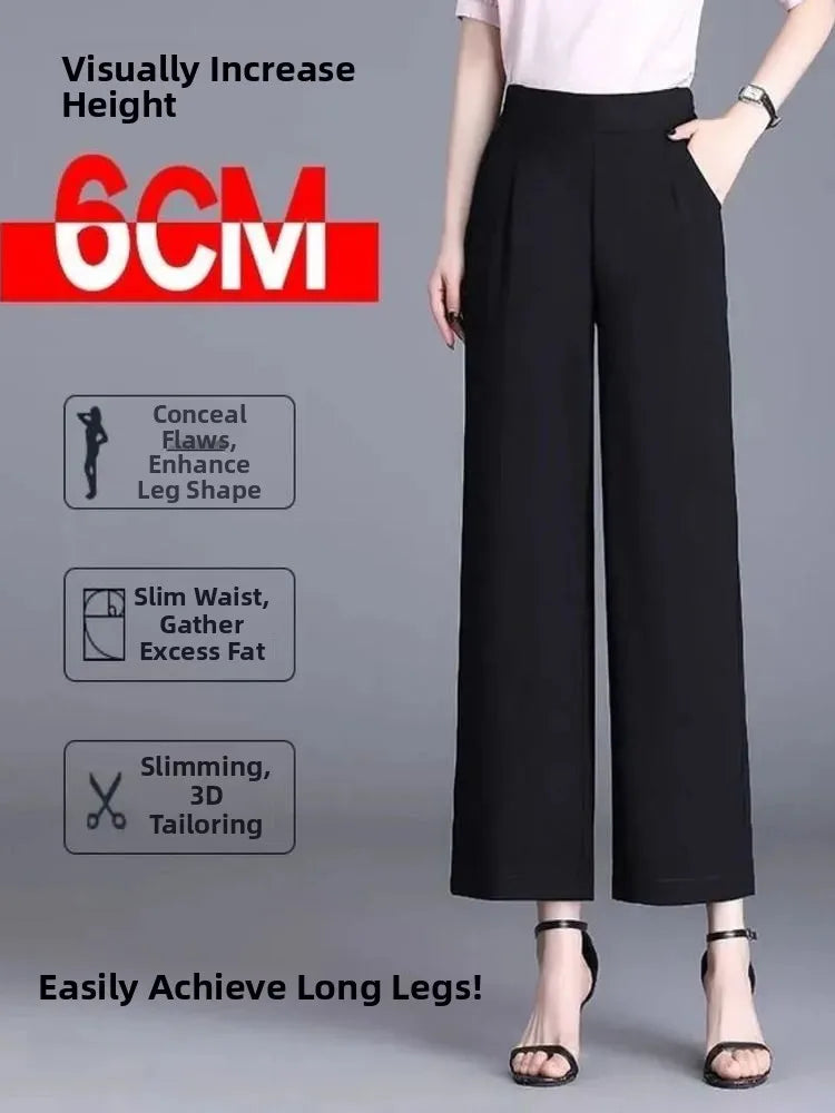High Waist Wide Leg Pants Women's Loose Casual Straight Nine Points Super plus Size Slimming Trousers Korean Sle Spring Aut...