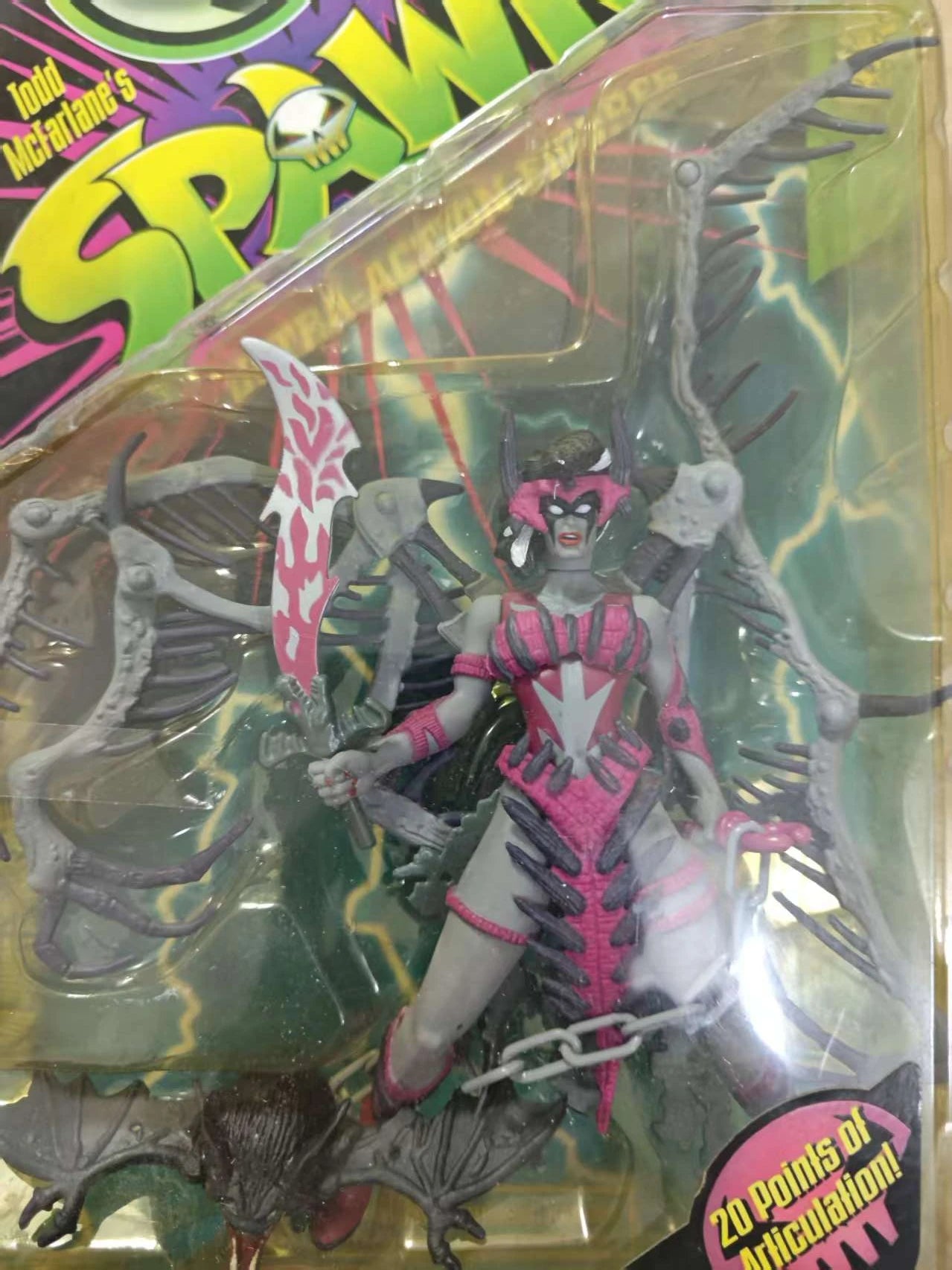Vintage 1996 Spawn Series5 Widow Maker Grey Complete Action Figure, Rare Retro Collectible Toy For Hobby Fans