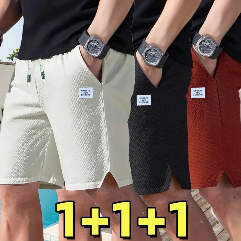 3-Pack, Men's Shorts, Men's Casual Pants, Men's Beach Shorts, Men's Sports Shorts, New Fashionable Textured Fabric, Breathable Pants, Suitable for Daily Casual Wear and Sports