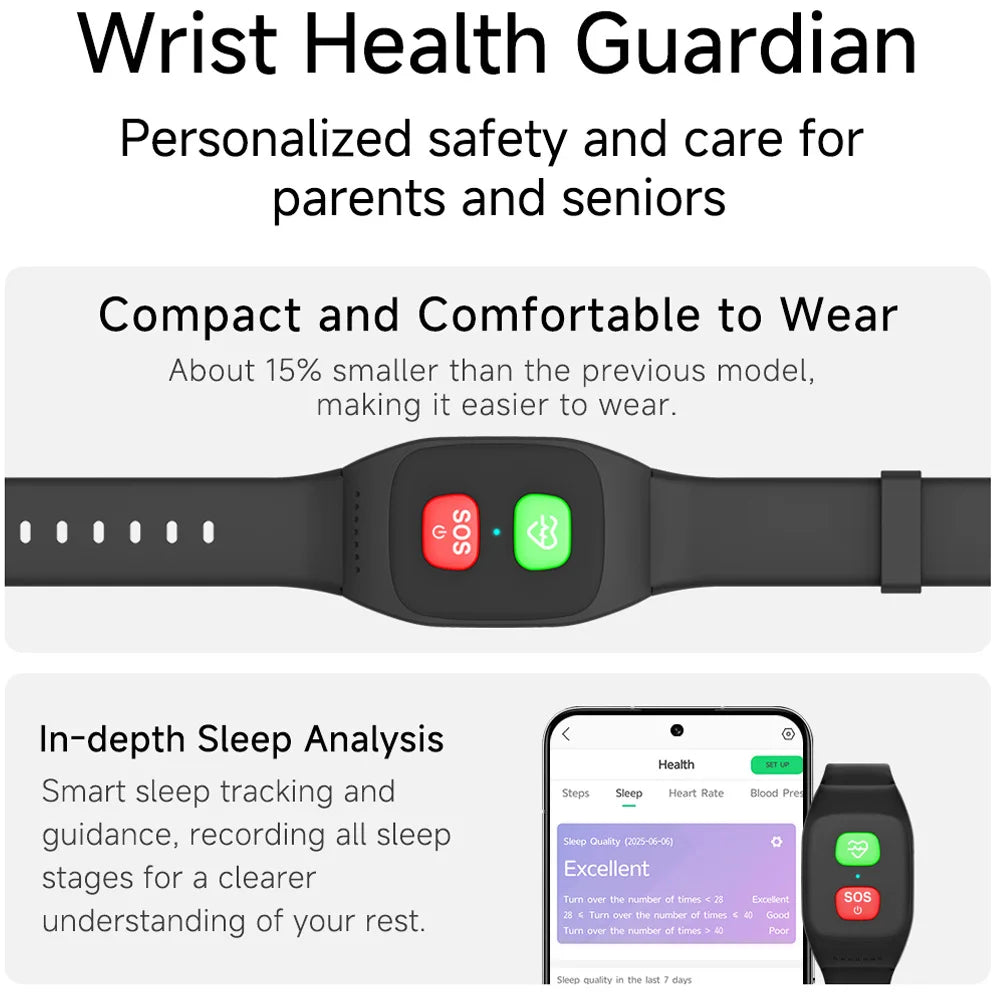 2026 Elderly GPS Tracker 4G alarm Tracking Bracelet Health monitor S8 SOS IP67 Waterproof Locator Fall Alert Tracker