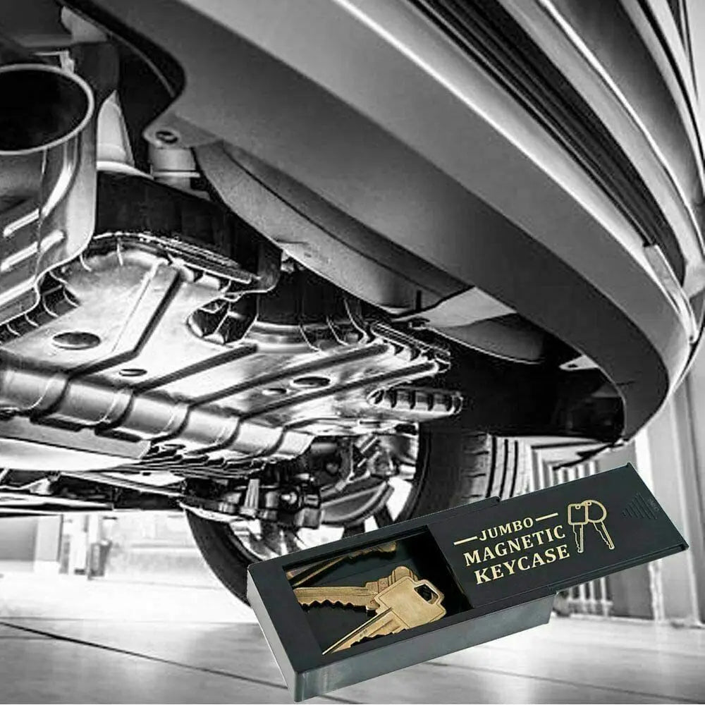 Magnetic Key Holder Under Car - Durable Plastic Spare Key Hider with Strong Magnet for Car/Home/Office - Never Locked Out