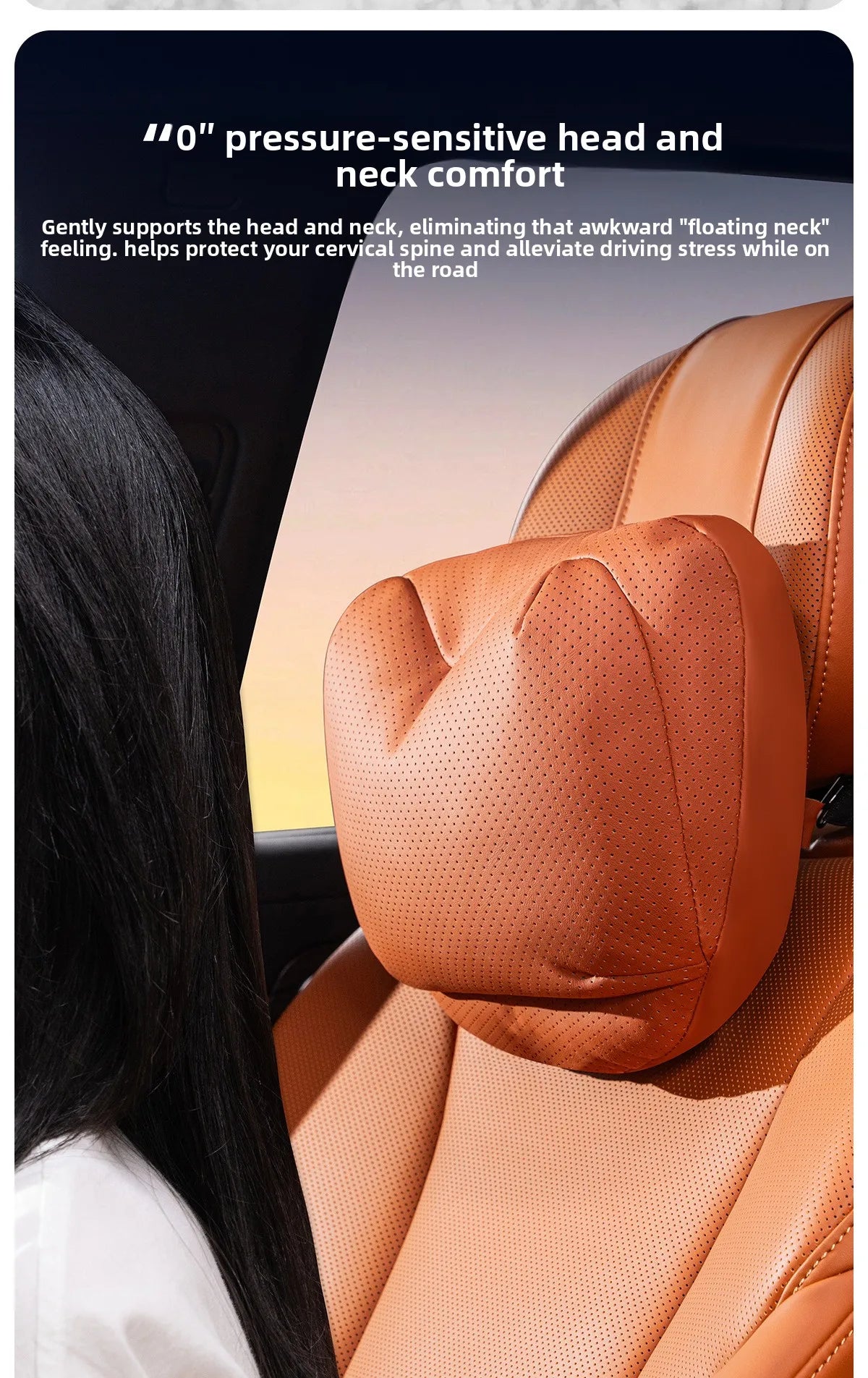 High Quality Universal Car Headrest Cushion Car Seat Neck Pillow High-grade Leather Breathable Lumbar Support Car Pillow