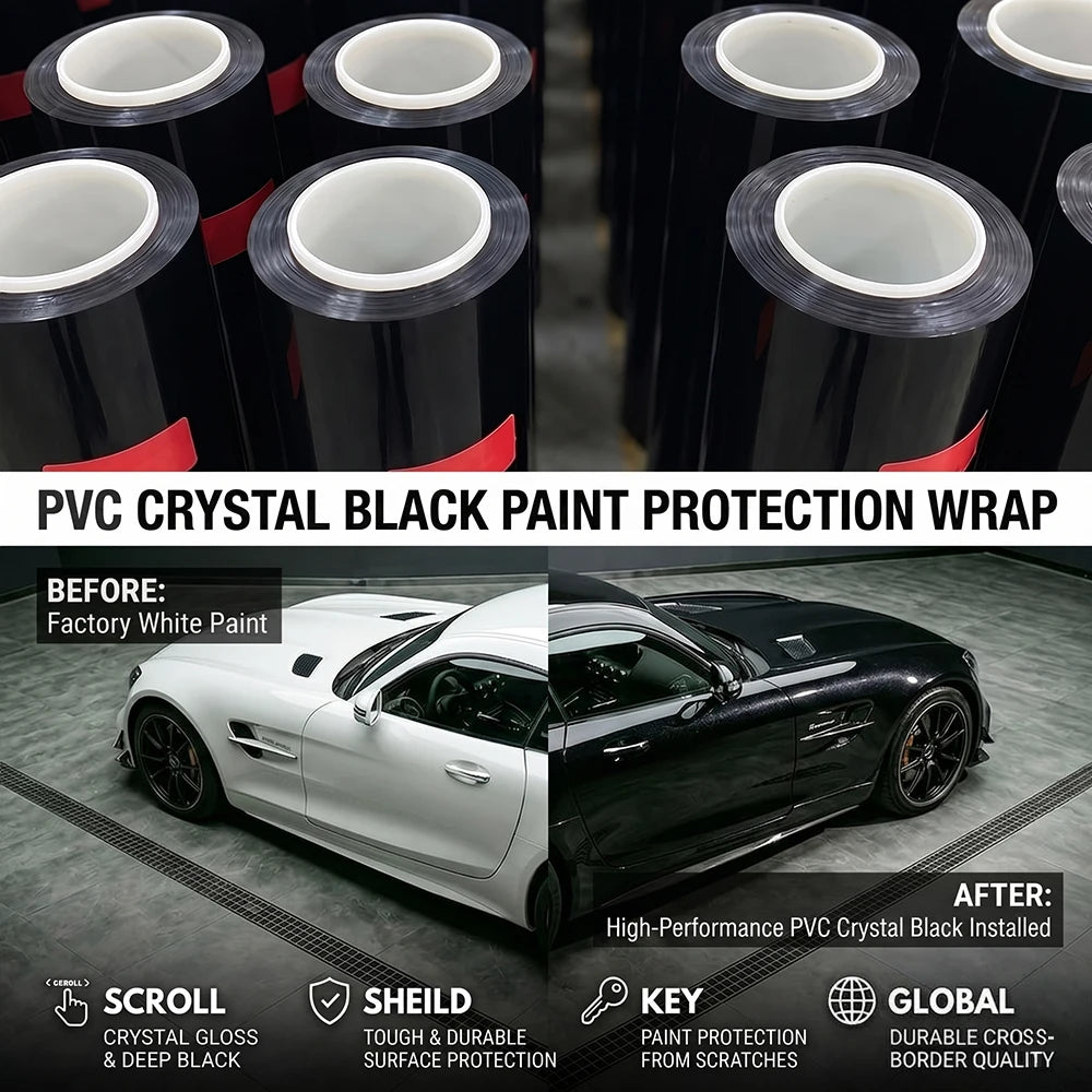 Glossy Black Self-adhesive Vinyl Sticker Circular Film Auto DIY Decal Bubble Free Air Free Car Body Styling Decor Accessories