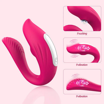 Powerful Sucking Wireless Remote Vibrator Wearable U Shaped Dildo Massager Dual Clit Stimulation Couple Adult Sex Toys for Women