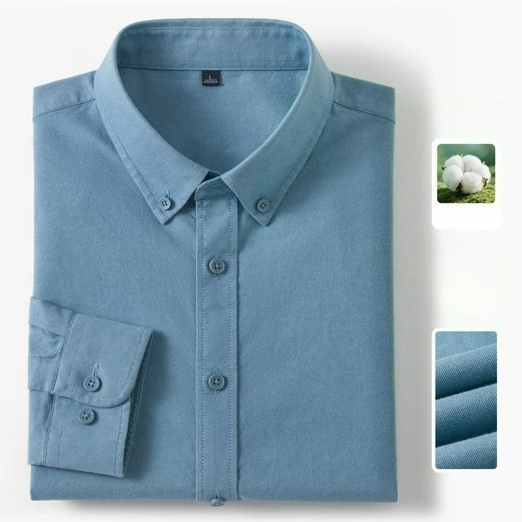 Men's 100% Cotton Oxford Shirt - Breathable Sweat-Wicking Button Down with Slim Fit & Crisp Texture