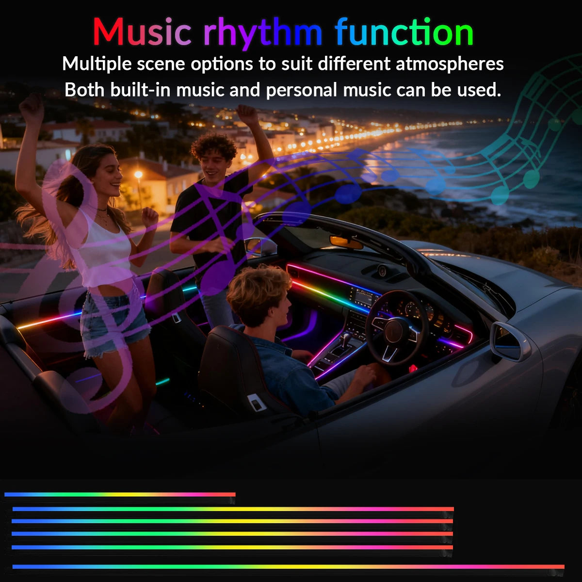 Car Ambient Lights Full Color Streamer LED Interior Hidden Acrylic Strip APP Control Universal Automobile Symphony Atmosphere La