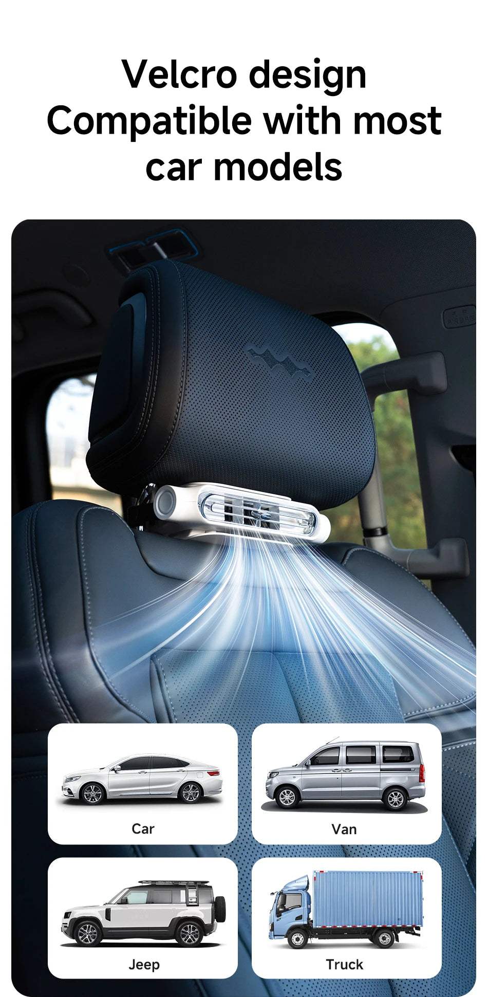 Car Backseat Cooling Fan Wide-angle Airflow High Air Volume Car Cooler USB Powered Summer Essential AirCirculator Fast Delivery
