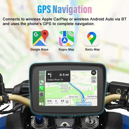 GPS Navigation Motorcycle GPS Waterproof IP67 GPS Nivigator with Carplay Display Motorcycle Wireless Android Auto GPS Navigator