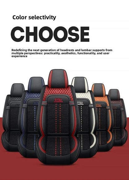 Universal Auto Split Seat Car Full Seat Cover Breathable Ice Silk Nappa Leather Car SUV Cushion Full Seats Cover Protection