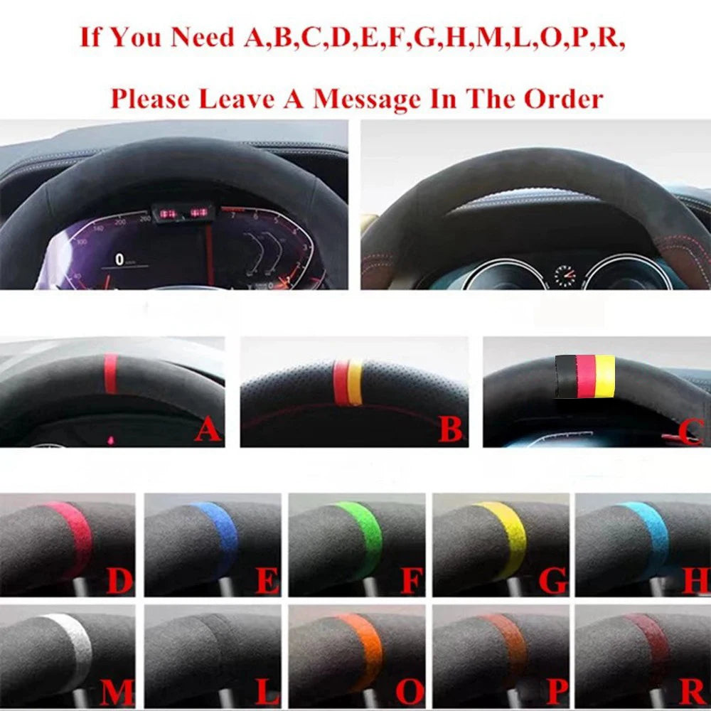 Non-Slip Suede Leather Car Steering Wheel Braid For Seat Ibiza 6J Mii 2012-2020 Hand Sewing Car Steering Wheel Cover