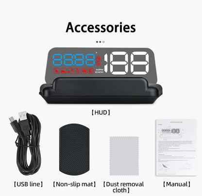 C500 BLUE OBD /T900 GPS HUD Gauge Display Car Head Up Display LCD Car Turbo Gauge Digital Odometer Universal Speed On-board Comp