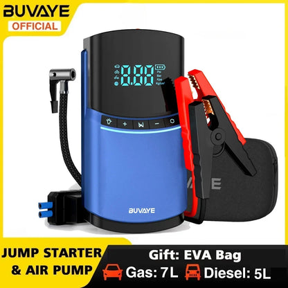 BUVAYE Car Jump Starter 150PSI Air Pump 2000A Jump Starter Car Battery Starter Jumper Car Starter Tire Compressor Powerbank