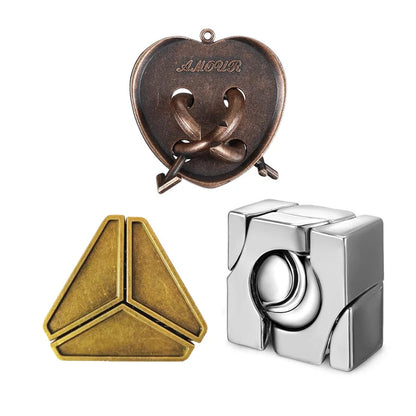 3PCS Classic IQ Metal Brain Teaser Puzzle Set High Difficult Brain Teaser Magic Toys Unlock Interlocking Games Juegos De Ingenio