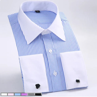 French Cufflinks Shirt, Men's Long Sleeve, Four Seasons Gentlemen's Shirt, One Piece, Multi color, Business Casual Shirt