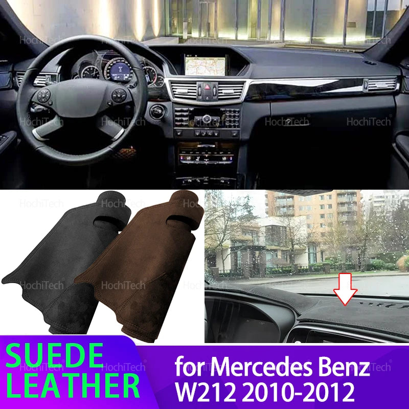 For Mercedes Benz E-Class W212 2010-2012 Car Dashmat Black/Brown Dashboard Cover Suede Leather Dash Mat Pad Sunshade Accessories