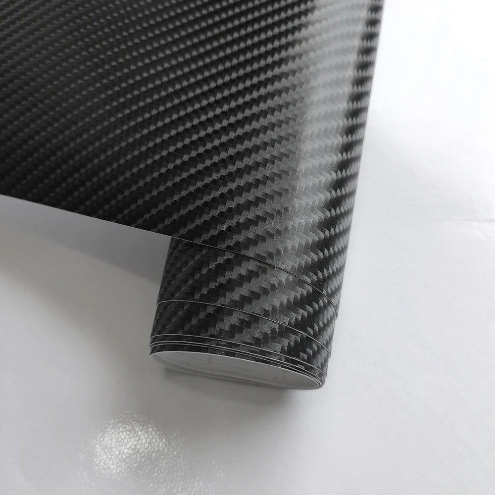 10/20/30/40/50*152cm Black Matte 3D 4D 5D Carbon Fiber Vinyl Car Wraps Auto Satin Film Vehicle Sticker with Different Size/Roll