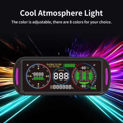 KWHUD Inclinometer 4X4 Off Road LCD Screen HUD Display Car Speedometer Digital GPS Odometer Tilt Pitch Angle Slope Meter Gadgets