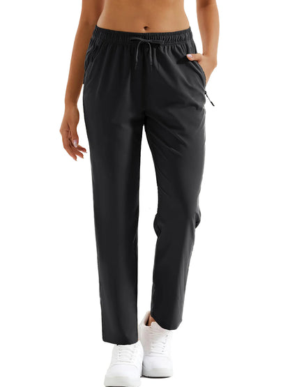 TACVASEN Womens Quick Dry Lightweight Hiking Pants Water Resistant Travel Pants with Zip Pockets Elastic Waist Golf Trousers