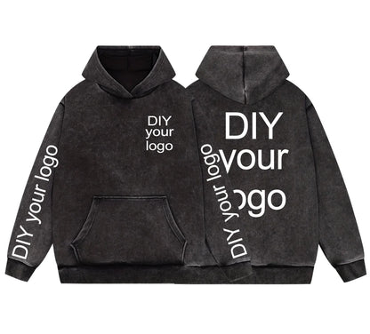 Washed Retro Hoodies 5 Colors 100%Cotton Hoody Customized Personalized Pattern Customization Pullover Team Logo Company Logo