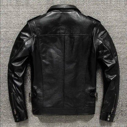 Military M65 Jackets For Men Heavy Black Genuine Leather Jacket Lapel Motorcycle Top Layer Cowhide Hunting Fashion Slim Coat Man
