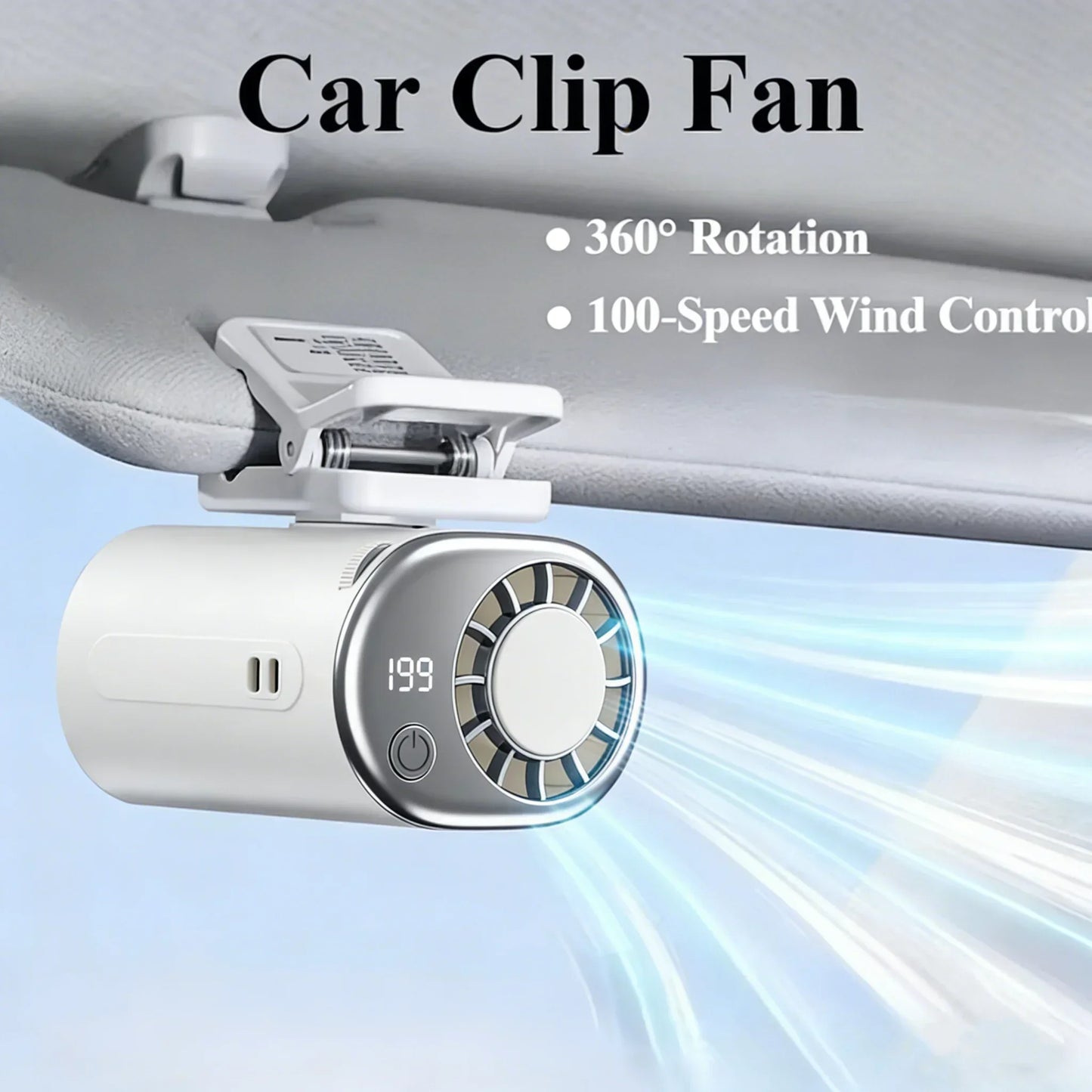 Car Clip On Fan Mini Portable Fan Outdoor Clip Umbrella Fan Waist Clip Electric Fan USB Rechargeable Desktop Cooling Fan Camping