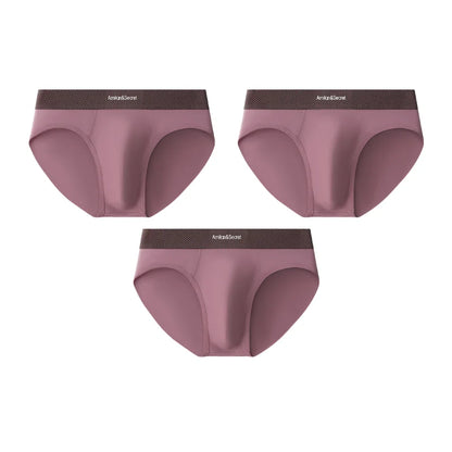 3Pcs Men’s Cotton Briefs No Fly Mid Waist U Convex Pouch Triangle Underpants Solid Color Breathable Summer Daily Underwear Male