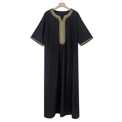 2026 New Embroidered Men's Apparel With Side Pockets Jersey 2026 Muslim Long Dress Robe Abaya Ramadan Dubai Luxury Islam Elegant