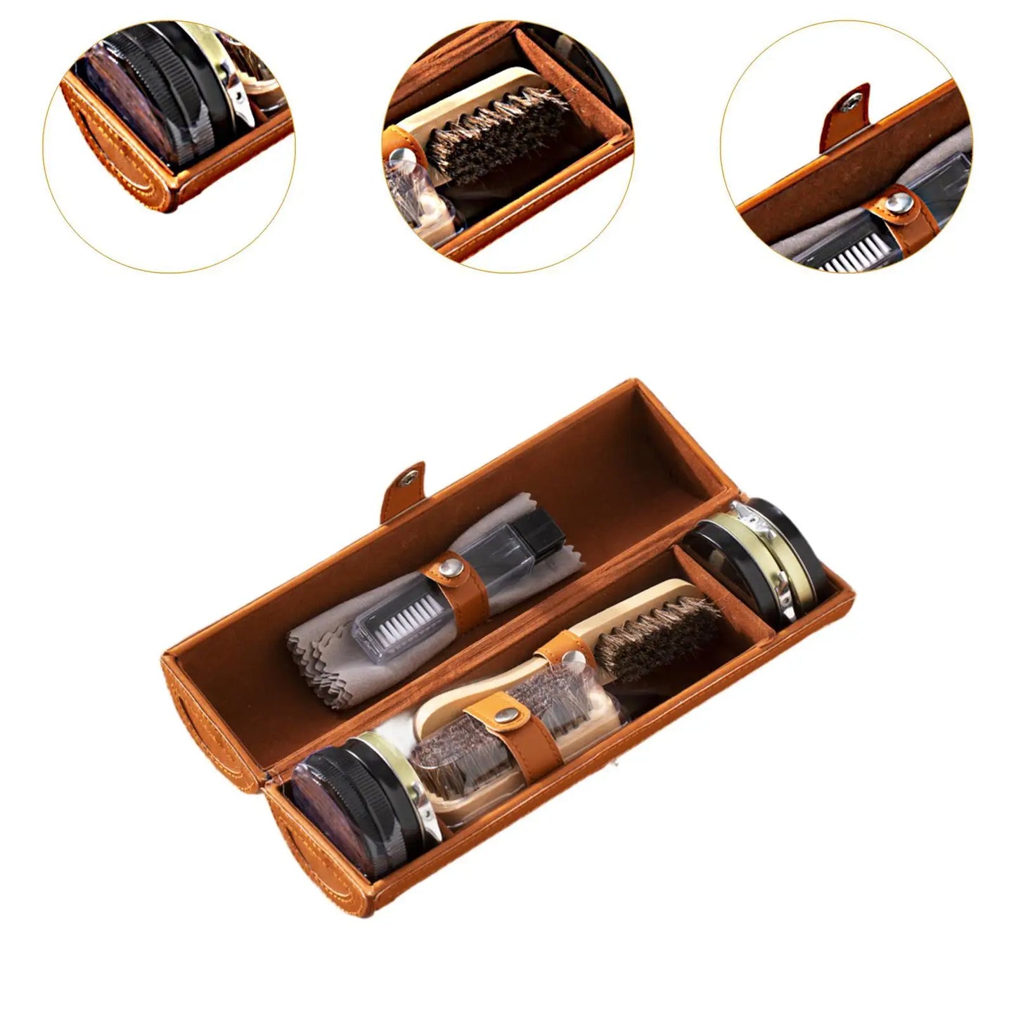 Leather Shoe Care Cleaner All-in-one Shoe Polishing Kit for Men Boots Travel Shoe Protector Organizer
