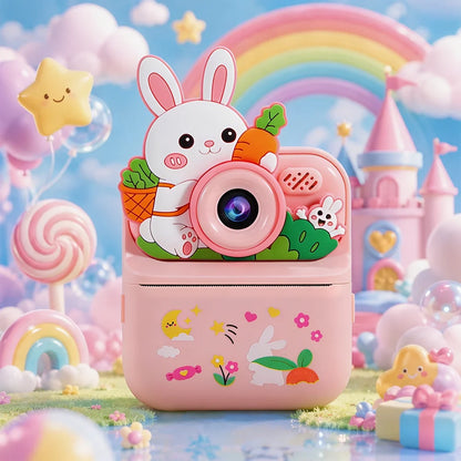 Kids Instant Print Camera IPS Screen Selfie Toy Camera With Print Paper 32G Card Lanyard DIY Gift For 3-12 Years Boys Girls