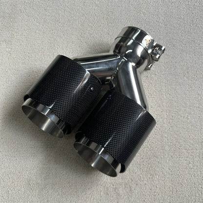 1Pcs High Quality Universal Dual Exhaust Tip Glossy Carbon Fiber Exhaust Pipe Tail Quad Exhaust Muffler Tip With RE