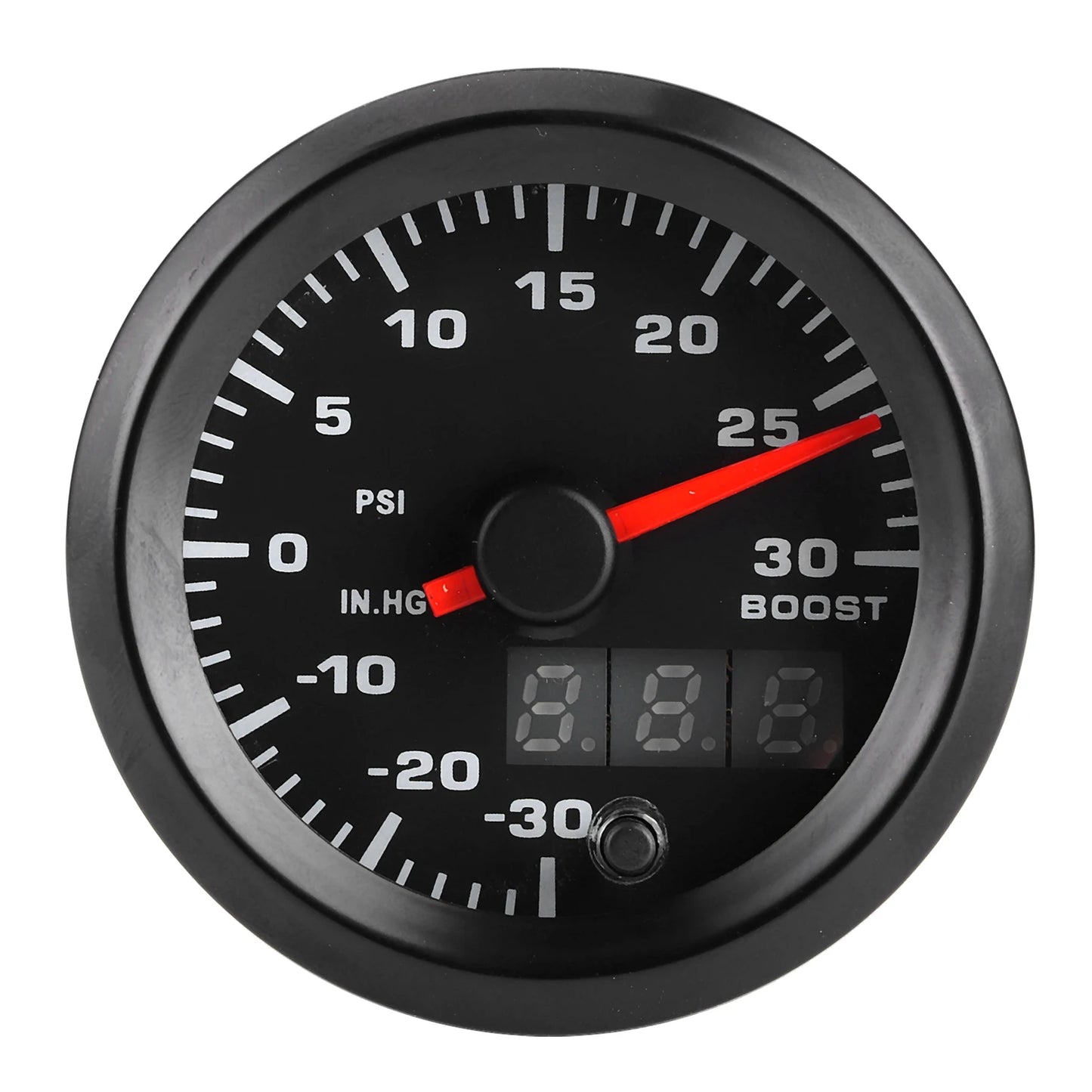 2in/52mm Universal 7 Colors LED Turbo Boost Meter PSI Pressure Gauge Digital Display Pointer Boost Sensor Vacuum Pressure Meter