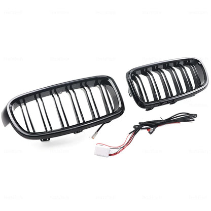 LED Light Front Bumper Racing Grille Grill For BMW 3 Series F30 F31 320i 330i 335i 2012-2019 1 Pair Gloss Black Kidney Grills