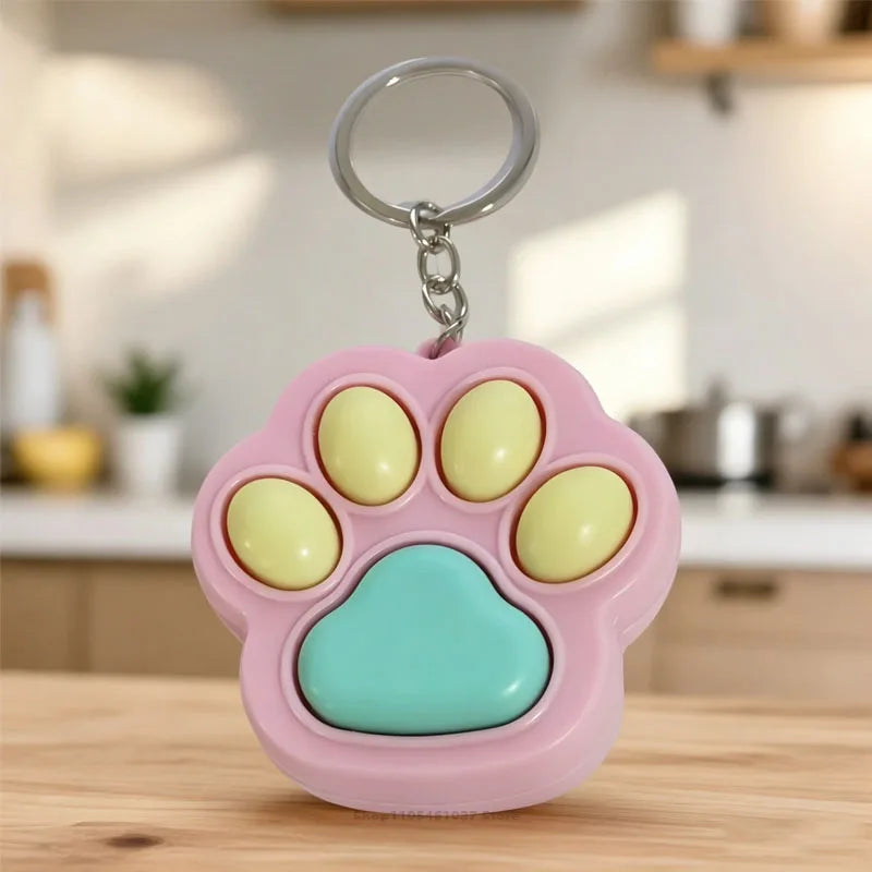 New Cat Kawaii Claw Pop It Fidget Toy Keychain Color Matching Push Bubble Anti-anxiety Squeeze Pendant Portable Mini Sensory Toy